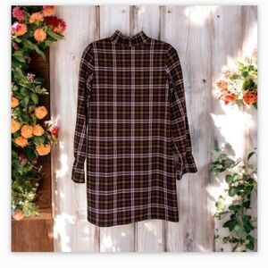 TWIK LongSleeve Mockneck Elastic Cuff Plaid Check
Print Shift Dress -EUC…